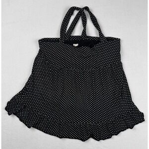 J.Crew Polka Dot Halter Top Black White Ruffle Hem Size S